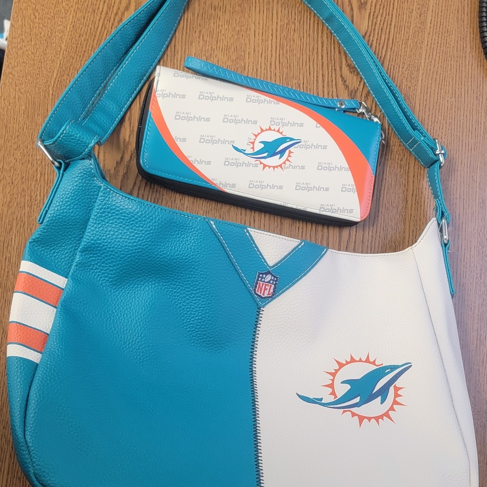 Miami Dolphins Teal and White Women's Bag Set